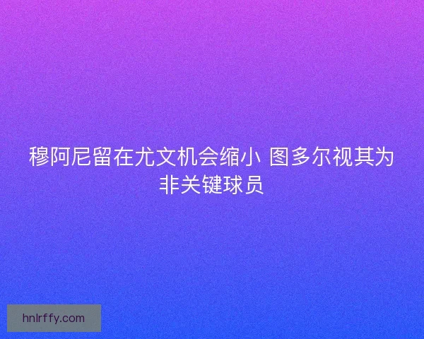 穆阿尼留在尤文机会缩小 图多尔视其为非关键球员